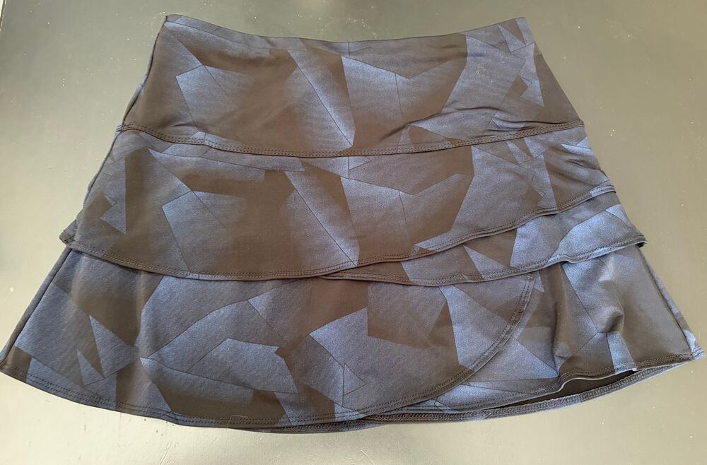 Lucky in Love Blue Black Shimmery Ruffled Tiered Layer Tennis Skirt Sz M (8-10) - Picture 2 of 7